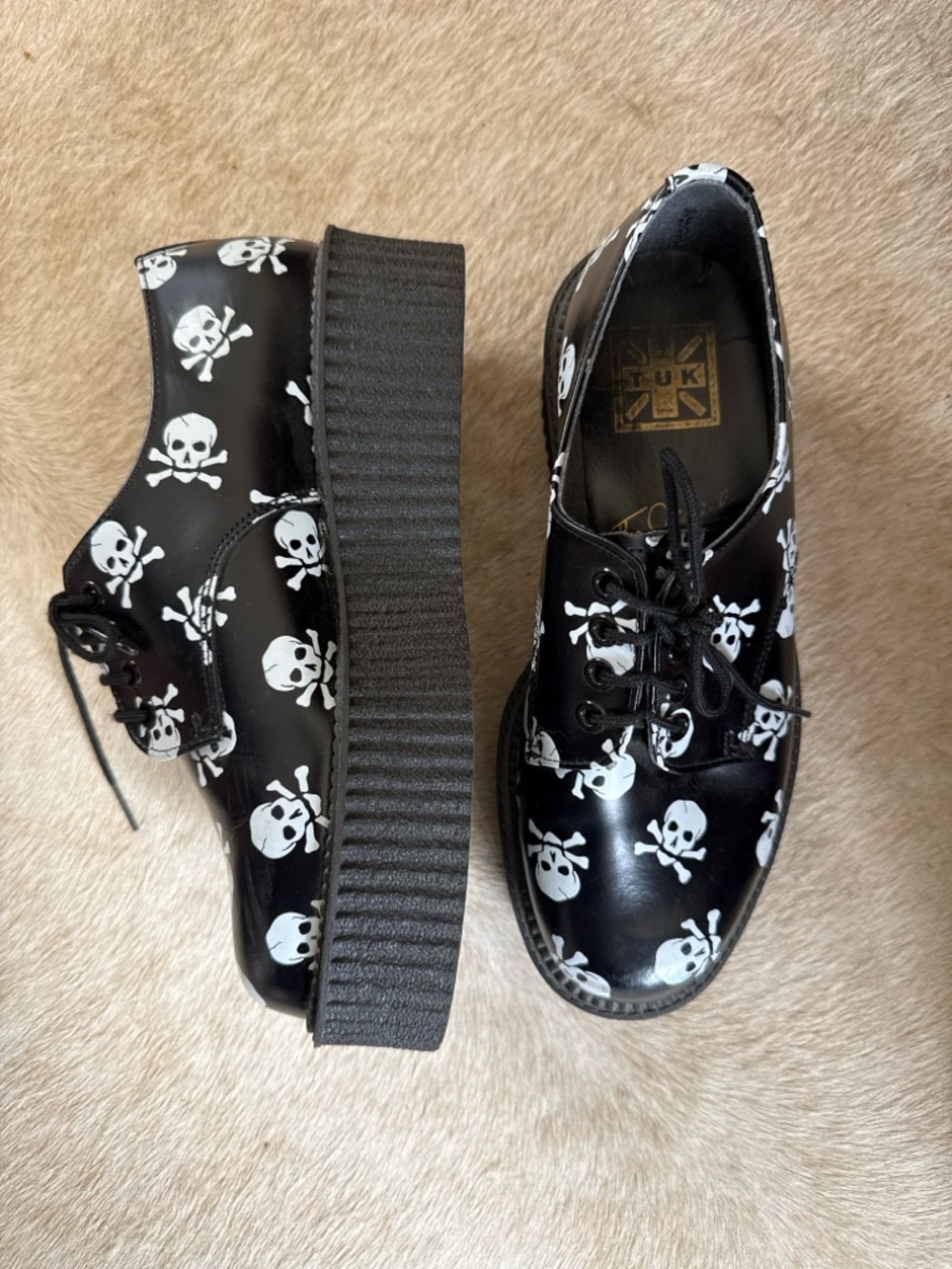 T.U.K. Skull Creepers Platform Shoes Goth Punk Y2K Oxford size 7 - Picture 2 of 8